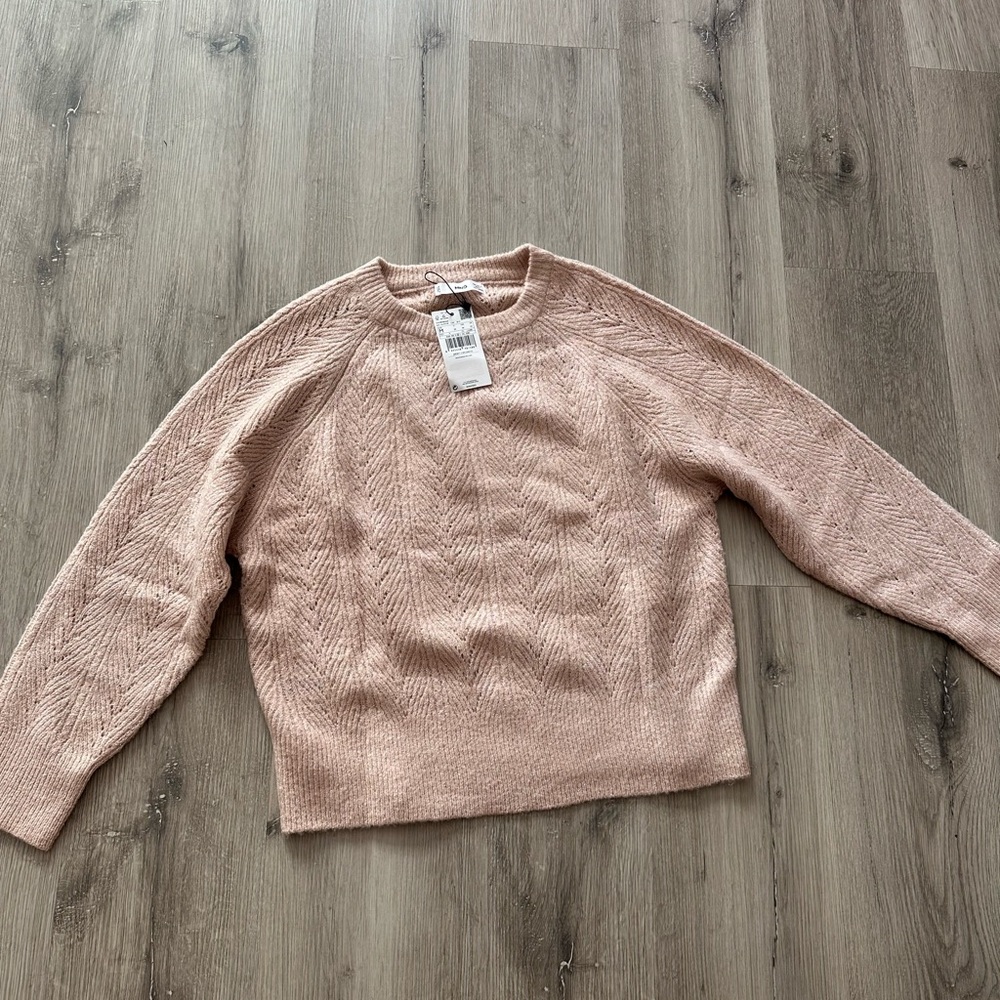 pastel pink METALLIC KNIT MNG MANGO sweater